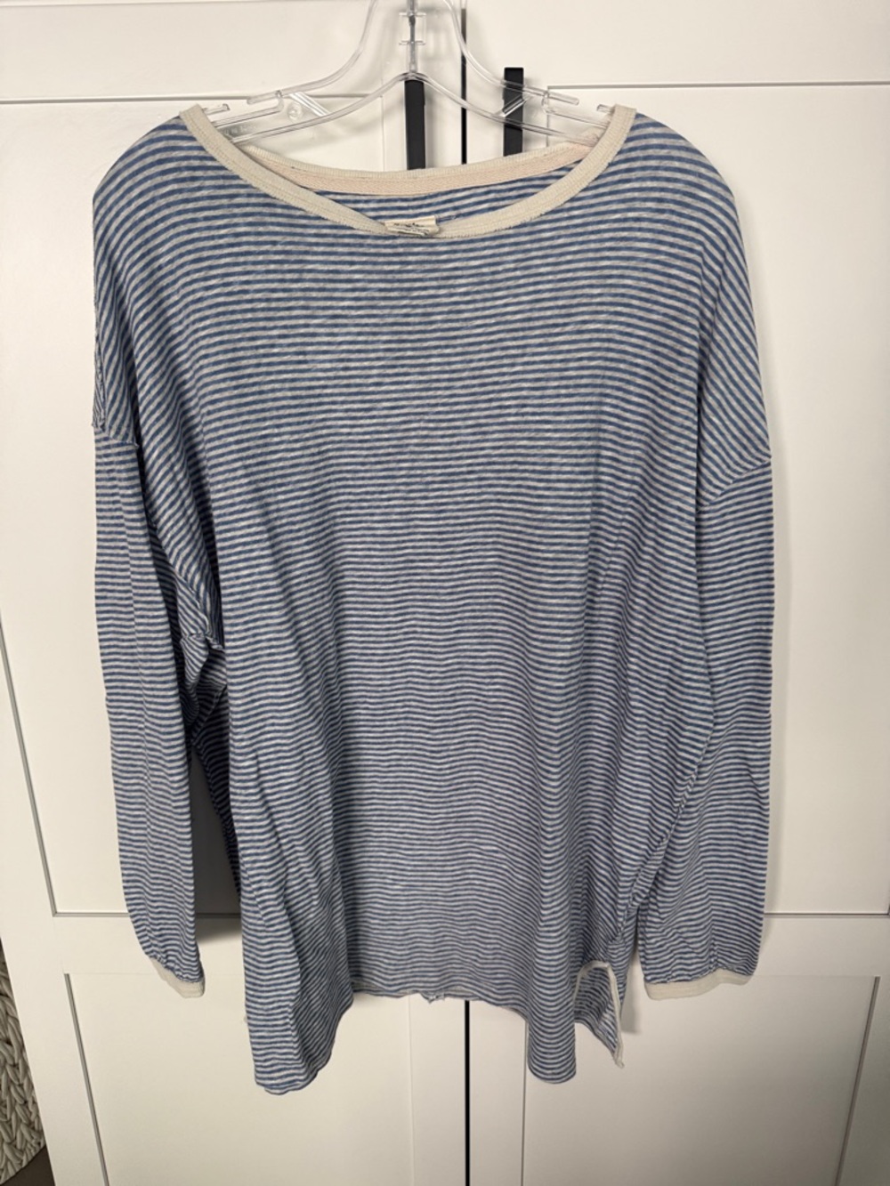 Free People Striped Blue & White Long Sleeve Top size M NWOT